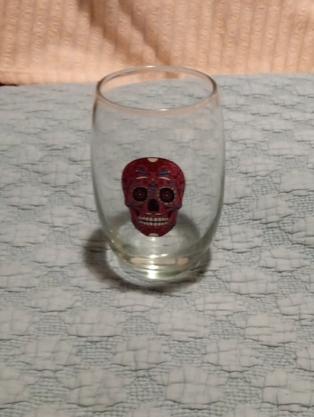 Source Unknown Red Sugar Skull Stemless Glass